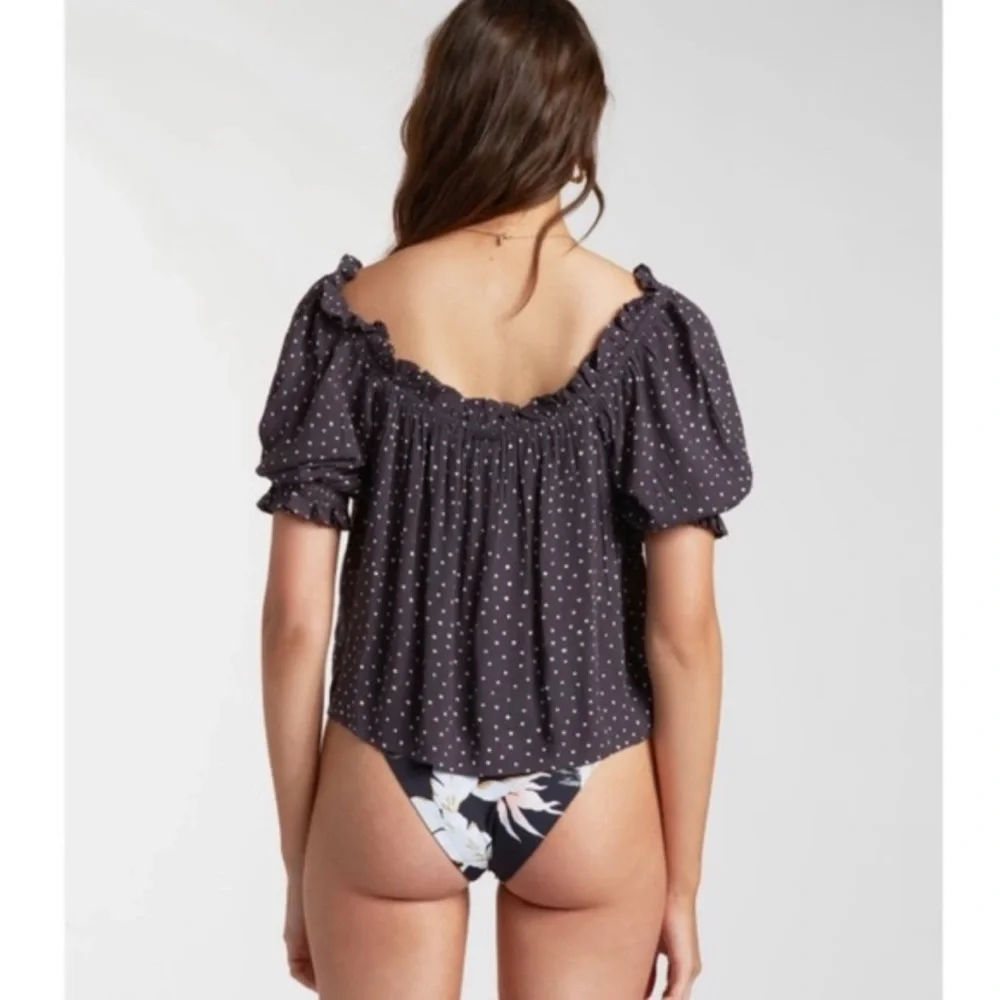 Billabong Flowy Polka Dot Puff Sleeve Top - Picture 3 of 4